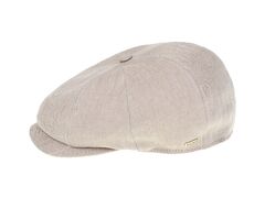 Newsboy z naturalnego lnu, beżowa jodełka