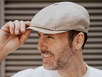 Newsboy z naturalnego lnu, beżowa jodełka
