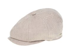 Newsboy z naturalnego lnu, beżowa jodełka